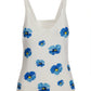 Floral Embroidered Sweater Tank White/Blue