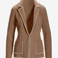 Pearl Embellished Sweater Blazer Tan