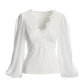Scallop Lace Long Sleeve Top Pure White