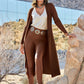 Multi Metal Ring Leather Belt Brown