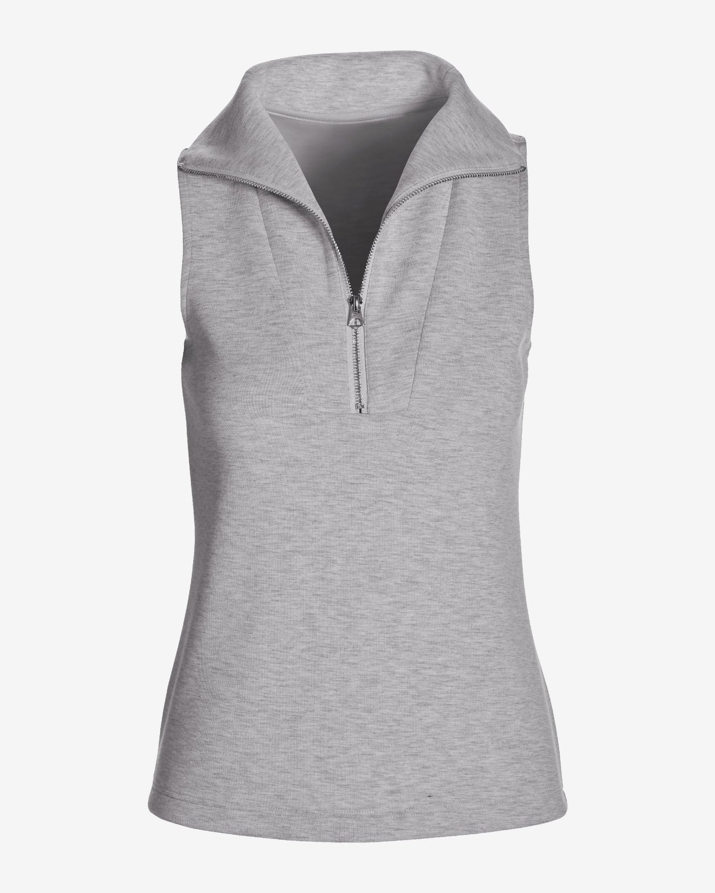 Luxe Lounge Half Zip Sleeveless Top Light Heather Gray