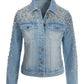 Pearl And Jewel Embellished Denim Jacket Light Wash