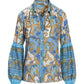 Regal Resort Print Puff Sleeve Shirt Blue/Gold