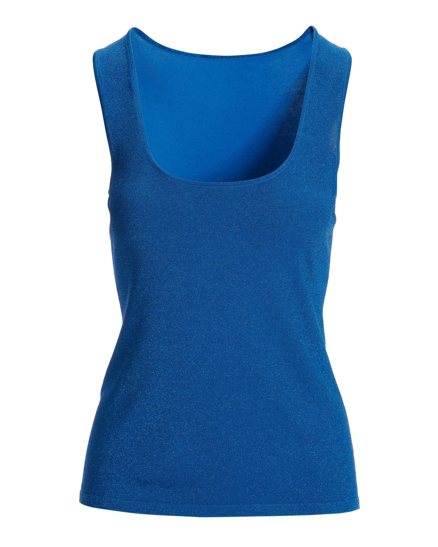 Metallic Scoop Neck Sweater Tank Directoire Blue
