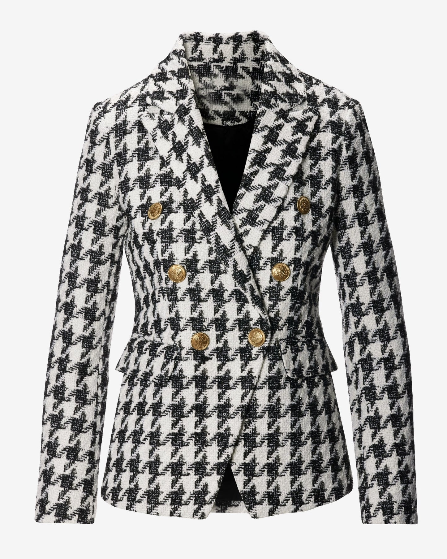 Houndstooth Double Breasted Blazer Black/White