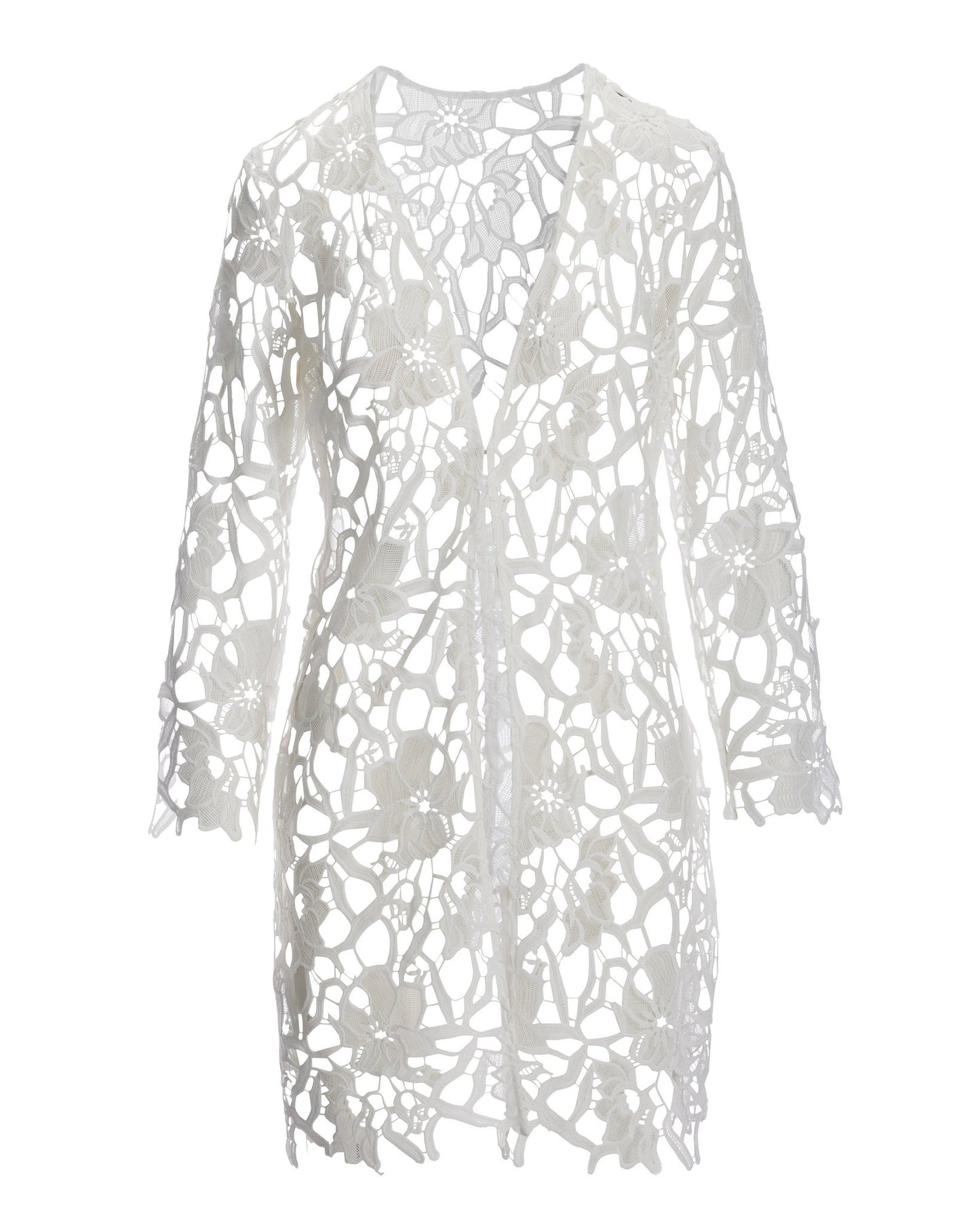 Lace Hip Length Duster White