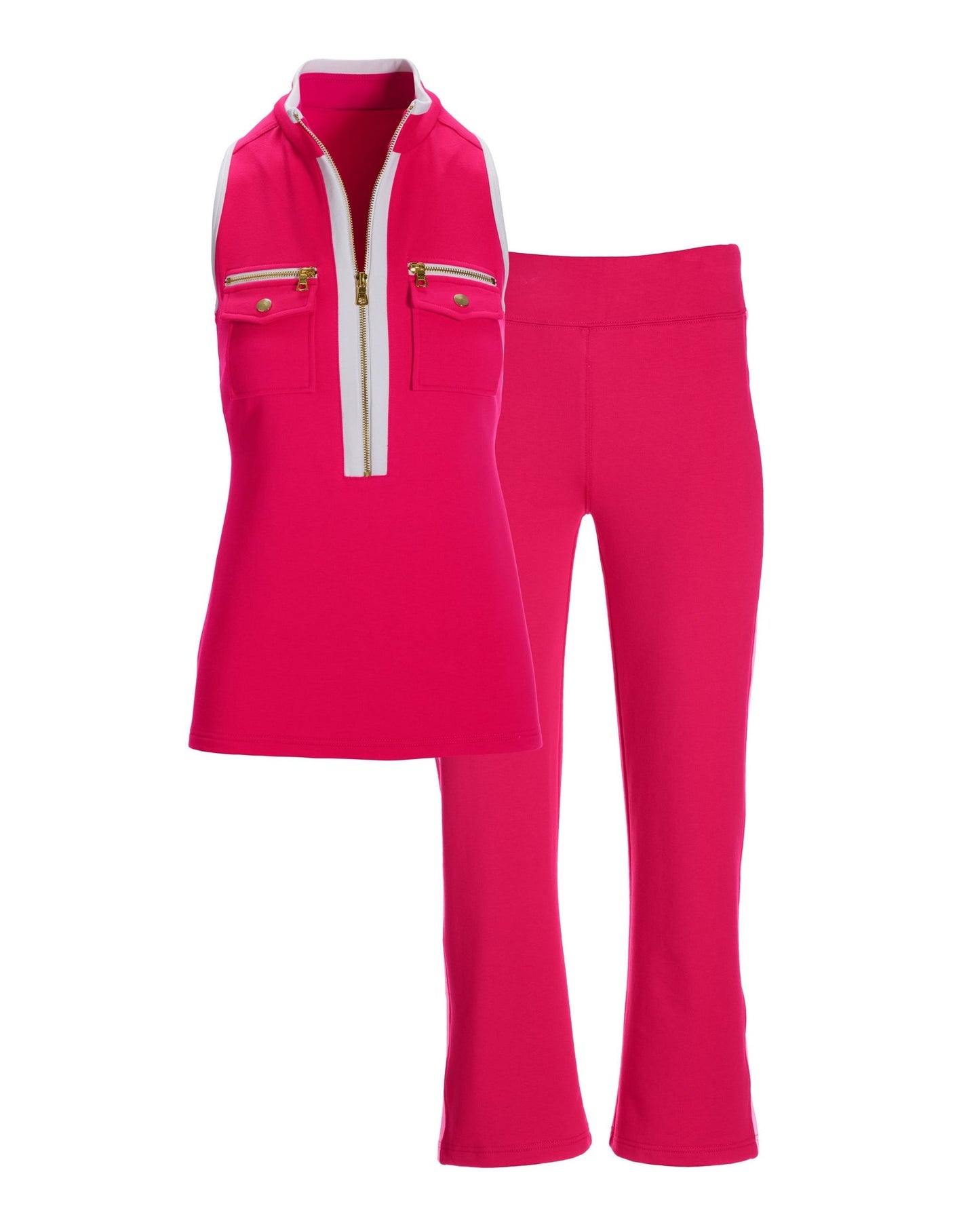 Sleeveless Chic Zippered Coordinates Set Azalea