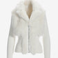 Metallic Faux Fur Zip Up Cardigan Off White