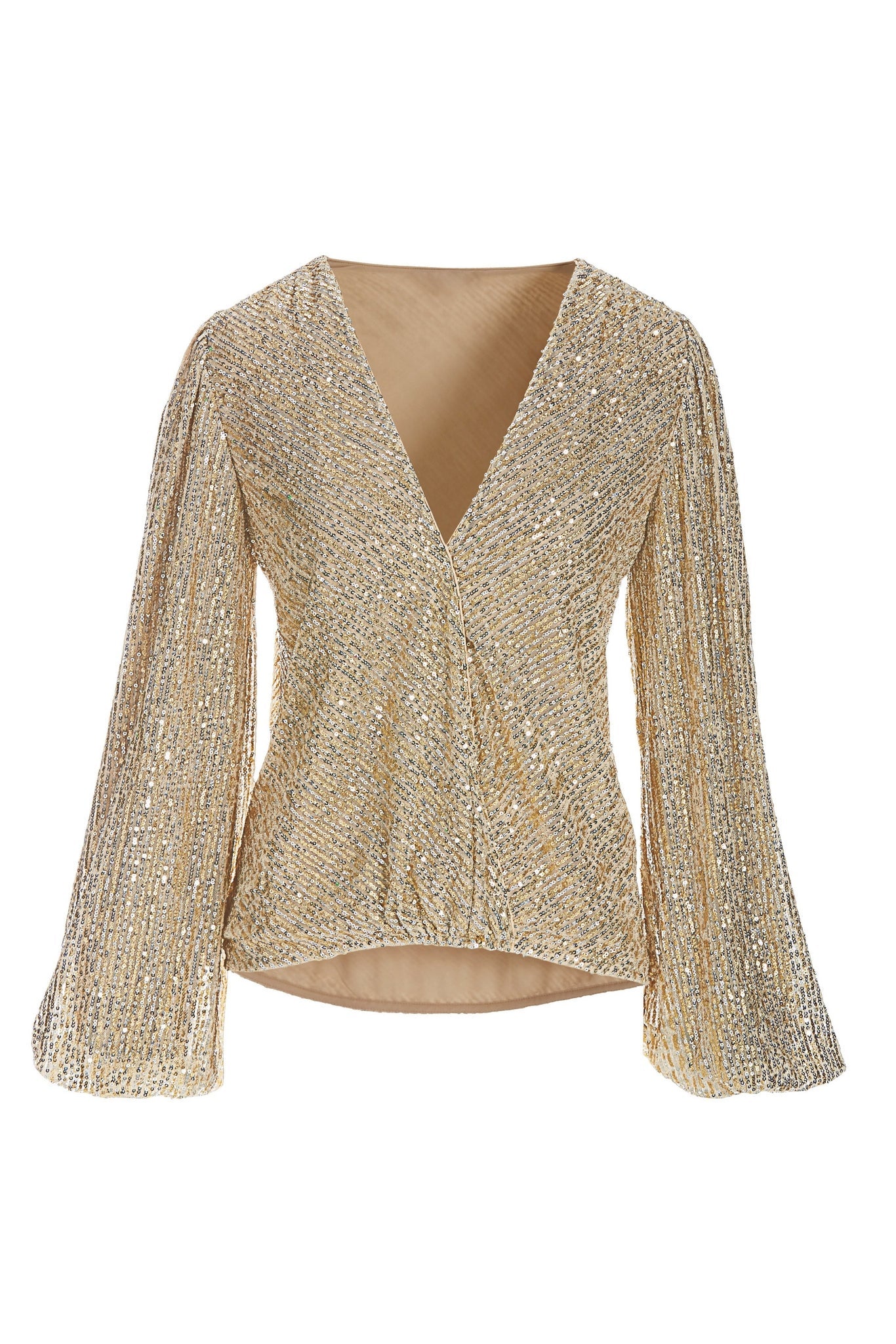 Sequin Surplice Blouse Silver/Gold