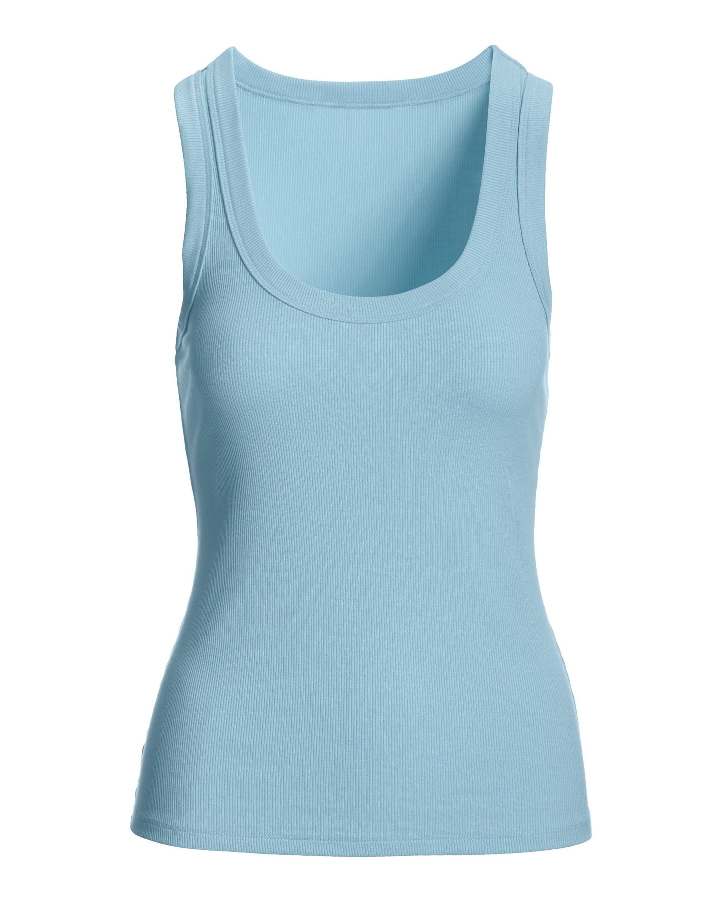 So Essential Scoop Neck Ribbed Top Blue Topaz