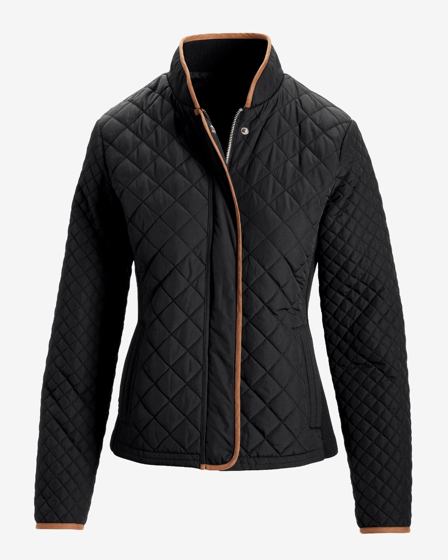 Light Weight Sweater Inset Quilted Puffer Jacket Black