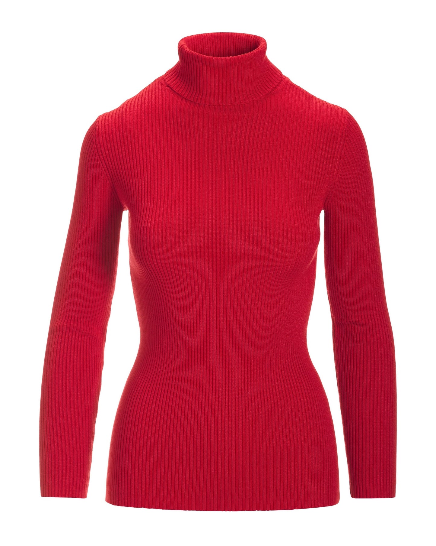Ribbed Turtleneck Sweater Racing Red