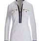 Long Sleeve Chic Zip Top White Navy