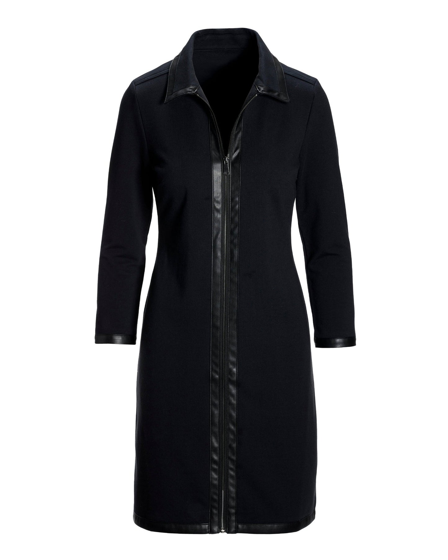 Faux Leather French Terry Dress Proper Black