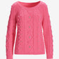 Embellished Cable Pullover Sweater Pink Carnation