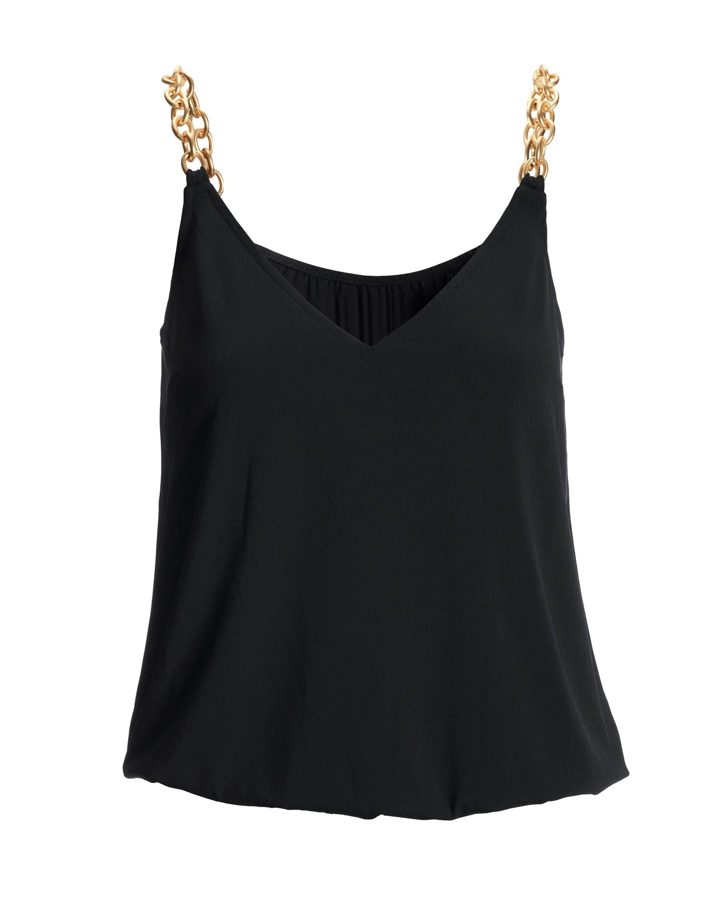 So Chic Chain Strap Blouson Tank Black