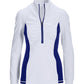 B-Active Half Zip Ruched Long Sleeve Top White/Blue