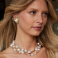 Pearl Flower Stud Statement Earring Gold