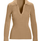 Ribbed Collar Sweater Sesame