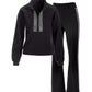 Crystal Half Zip Pullover Set Black