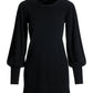 Cashmere Puff Sleeve Sweater Tunic Black