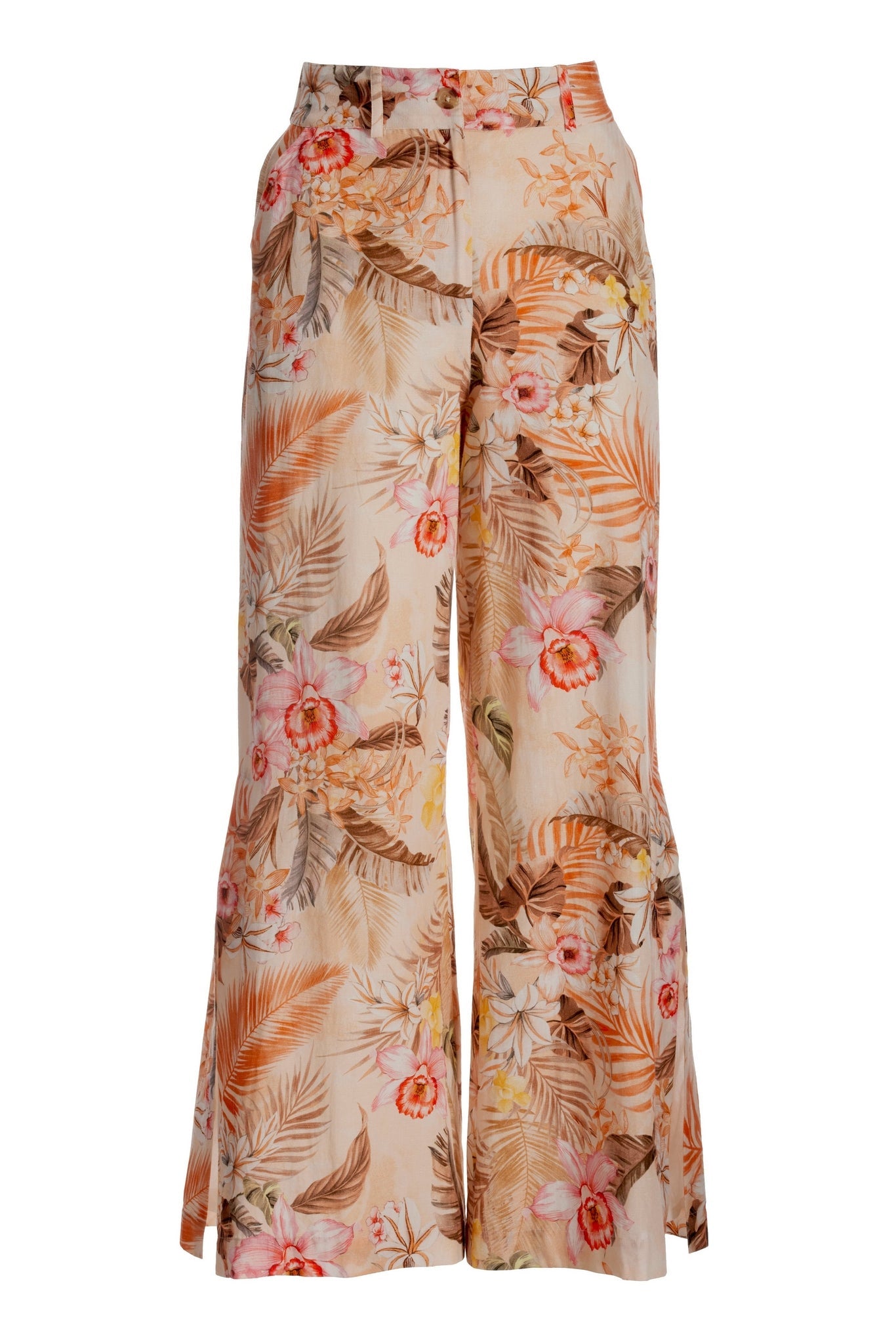 Ipanema Orchids Print Linen Side-Slit Pant Multi
