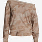 Cotton Comfort Camo Raw Edge Slouchy Sweatshirt Neutral