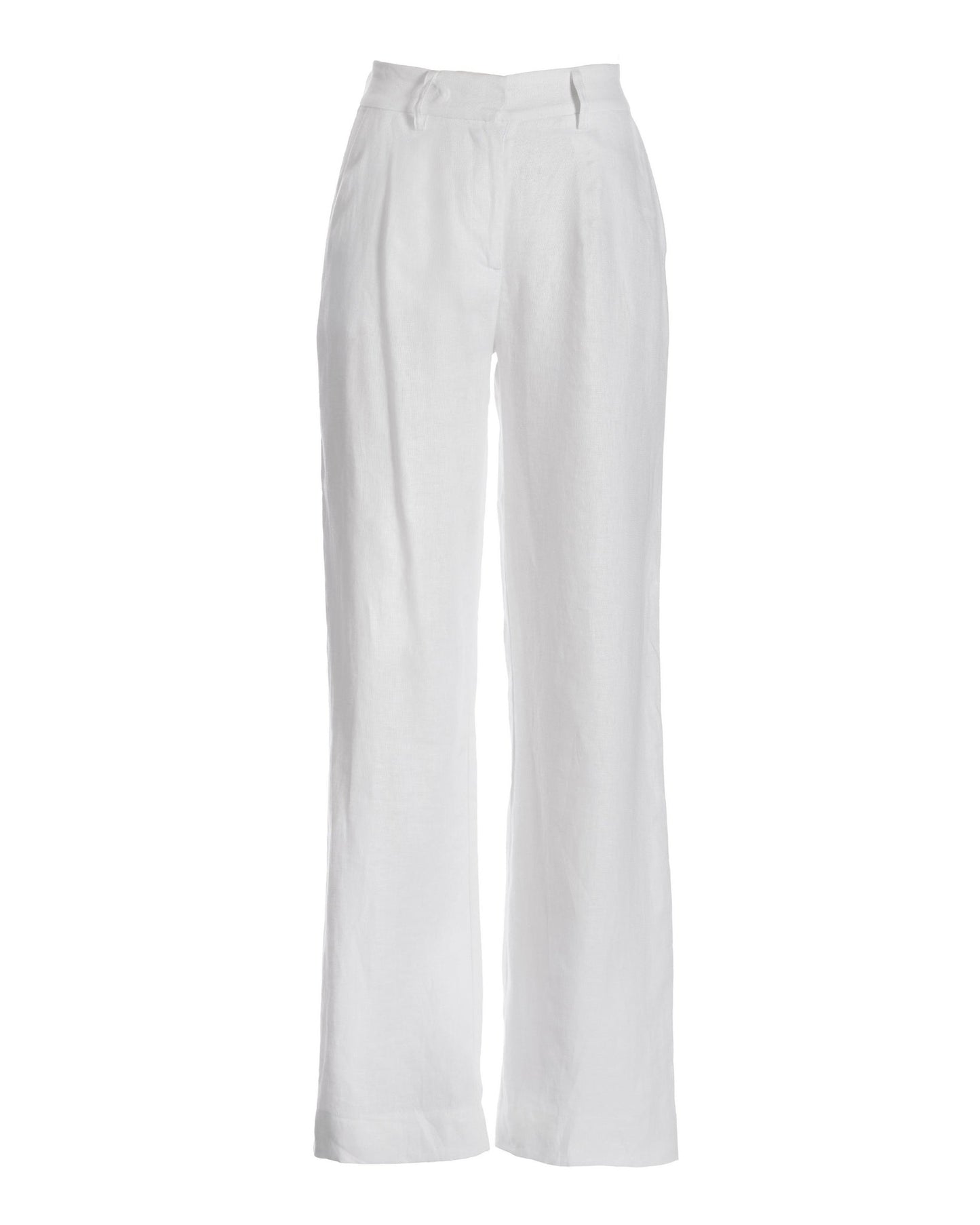 Malibu Polished Linen Wide Leg Trouser Pant White
