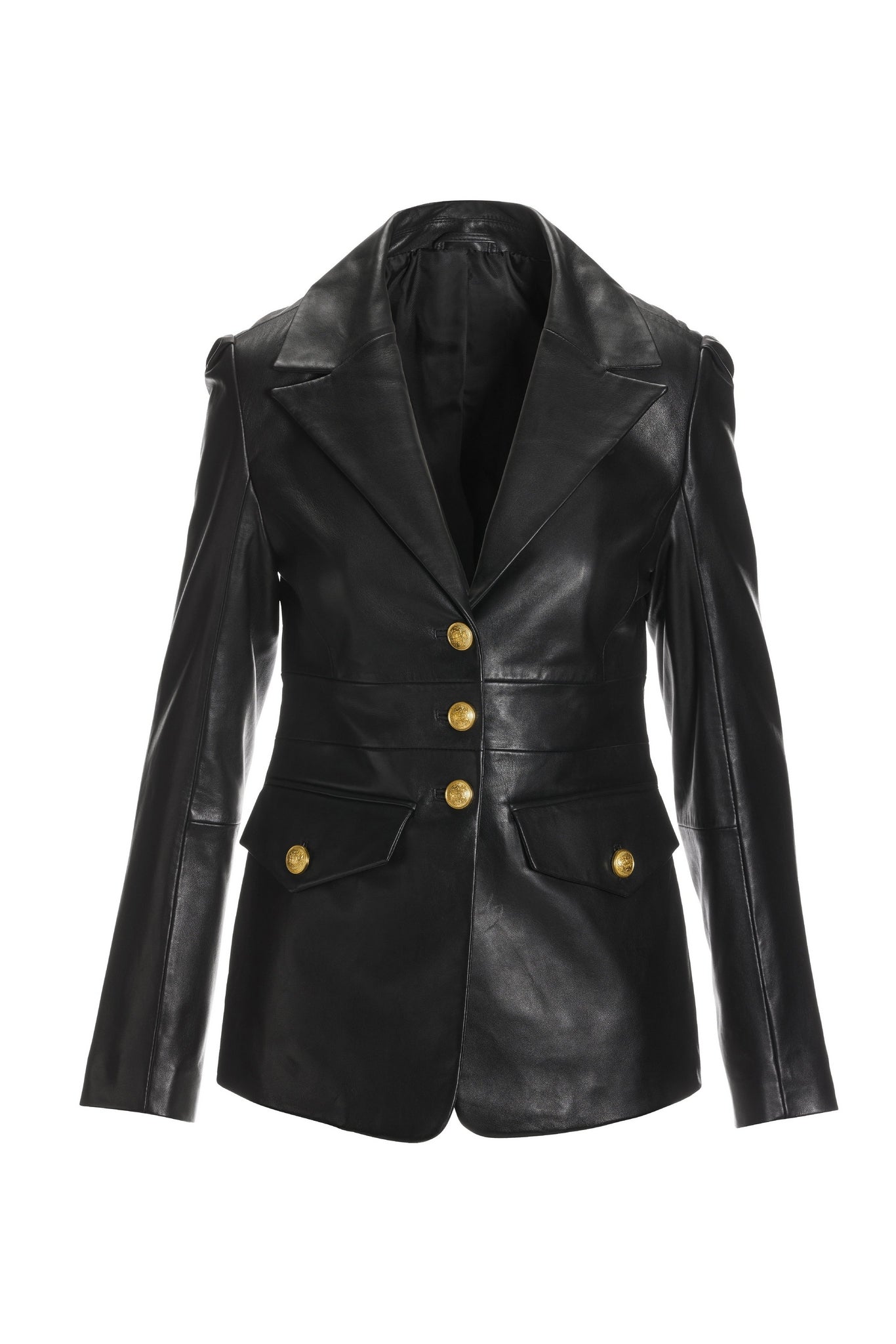 Leather Modern Single Breasted Blazer Black