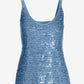 Sequin V-Neck Sweater Tank Blue Bell