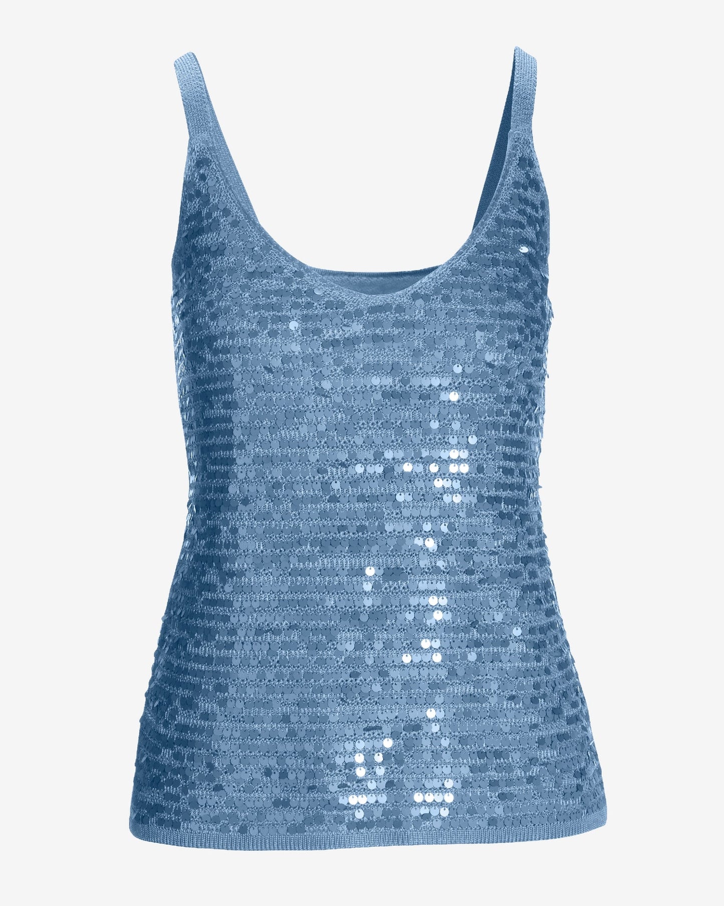 Sequin V-Neck Sweater Tank Blue Bell