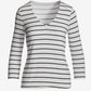 So Effortless Print V Neck Three Quarter Top Thin Stripe