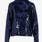 All Over Sequin Mock Neck Sweater Evening Blue