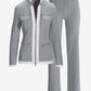 Chic Zippered Sport Coordinate Set Heather Gray/White