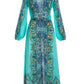 Paisley Print Balloon Sleeve Duster Teal
