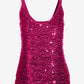 Sequin V-Neck Sweater Tank Maroon