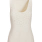 Pearl Embellished Scoop Neck Sweater Tank Off White