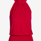 Halter Banded-Bottom Mock-Neck Knit Top True Red