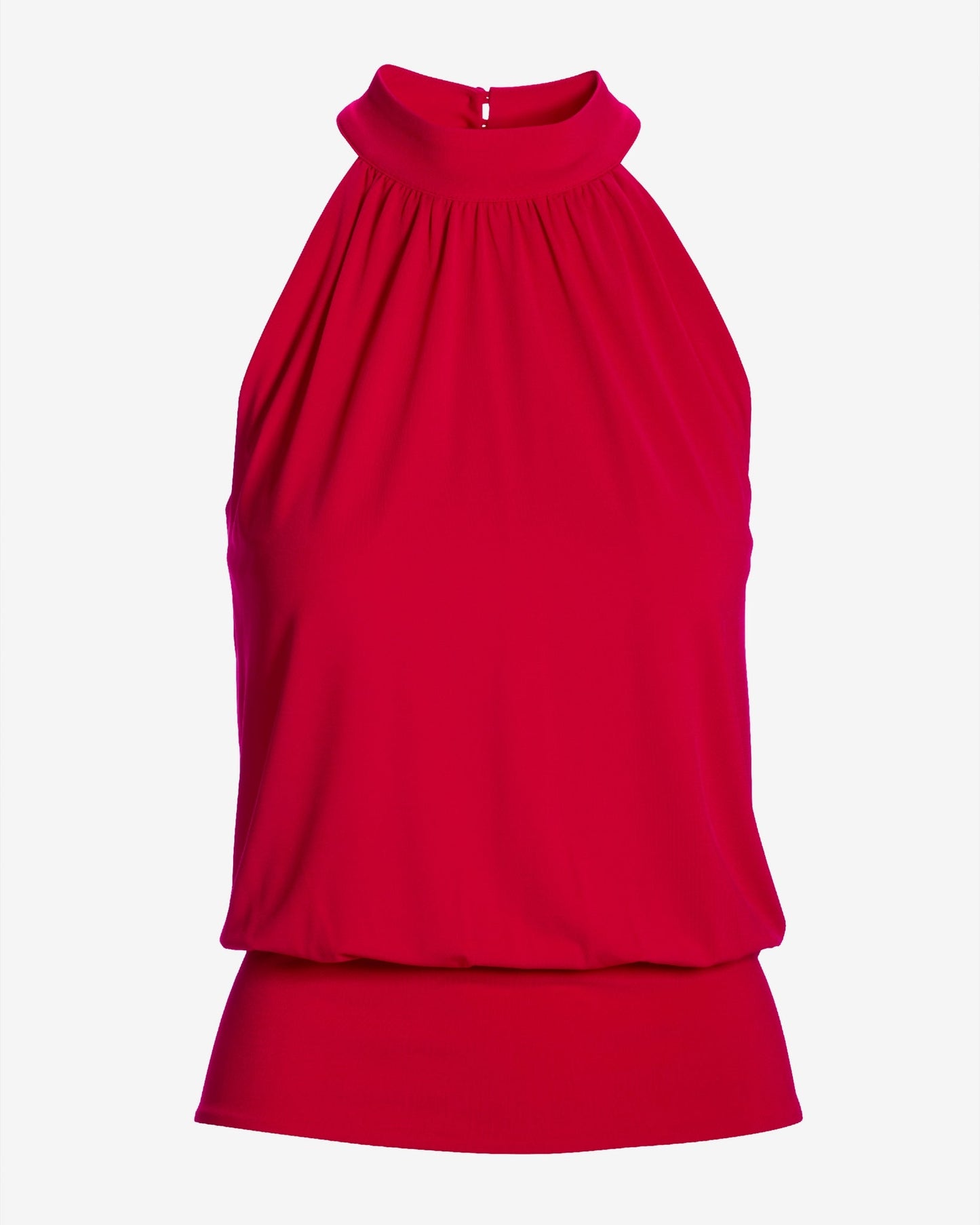 Halter Banded-Bottom Mock-Neck Knit Top True Red