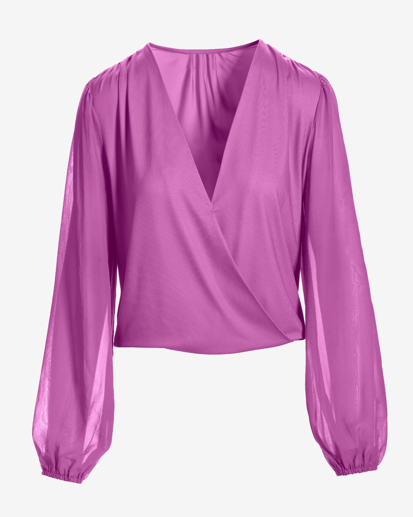 So Chic Chiffon Sleeve Surplice Top Bodacious