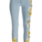 Daisy Embellished Jean Light Wash