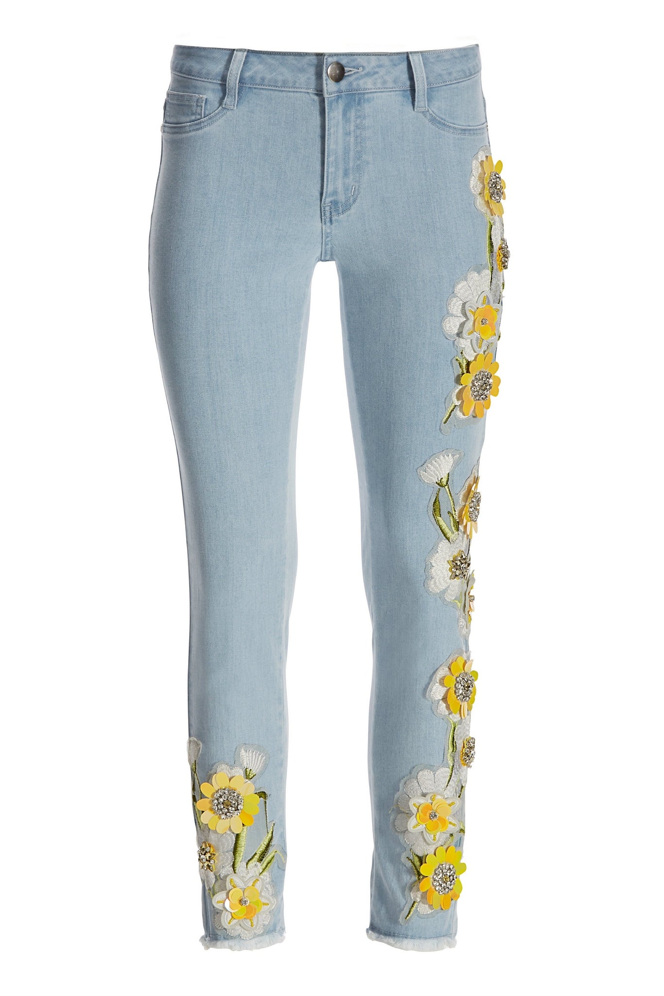 Daisy Embellished Jean Light Wash