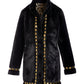 Faux Fur Studded Trim Coat Black