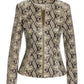 Faux Leather Python Print Collarless Peplum Jacket Multi