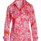 Blooming Outlines Print Sophia Button Up Charmeuse Blouse Pink