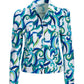 Spain Abstract Print Denim Puff Sleeve Jacket Multi