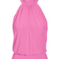 Halter Banded Bottom Mock Neck Top 2AV38 Sachet Pink
