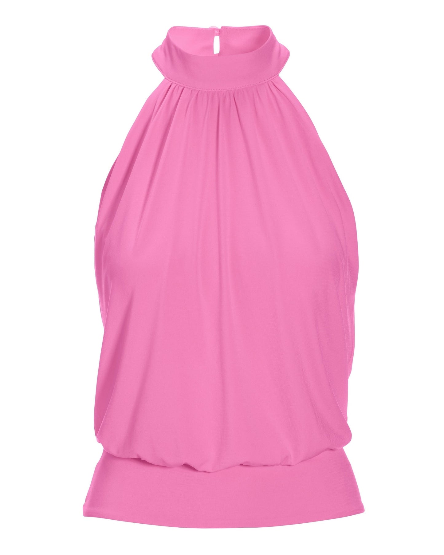 Halter Banded Bottom Mock Neck Top 2AV38 Sachet Pink