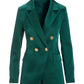 Satin Double Breasted Boyfriend Blazer Deep Emerald