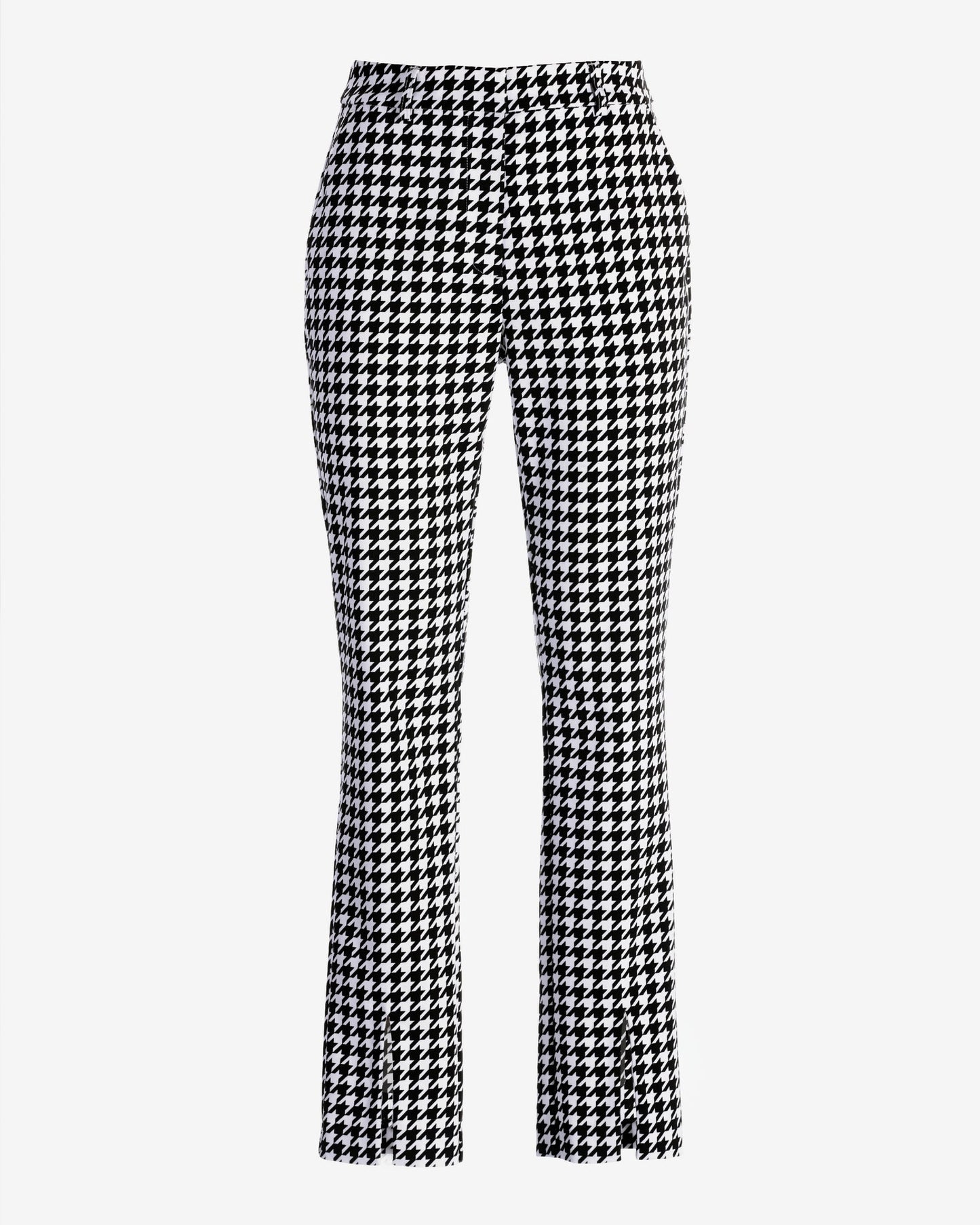 Newport Modern Slim Straight Leg Slit-Front Printed Trouser Pant Black/White